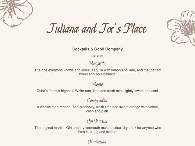Top of a sample menu in the Floral design