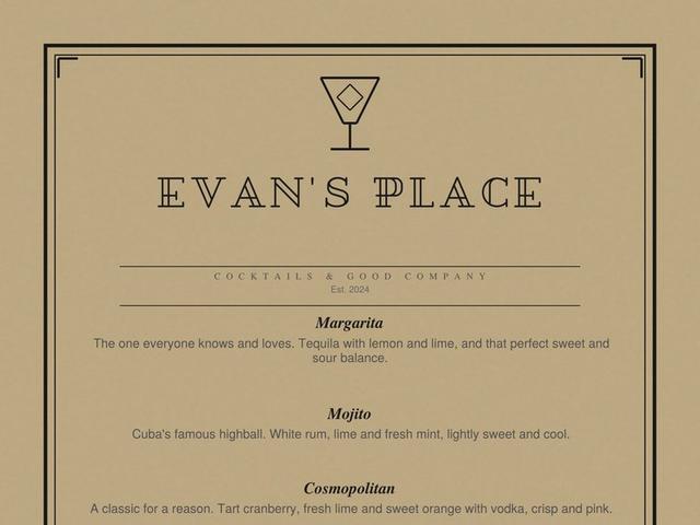 Top of a sample menu in the Salvatore design