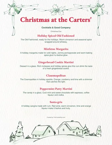 Christmas menu sample