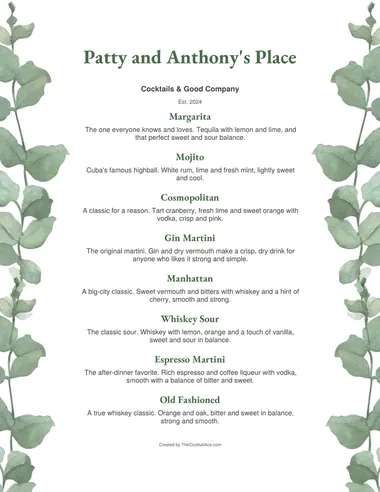 Eucalyptus menu sample