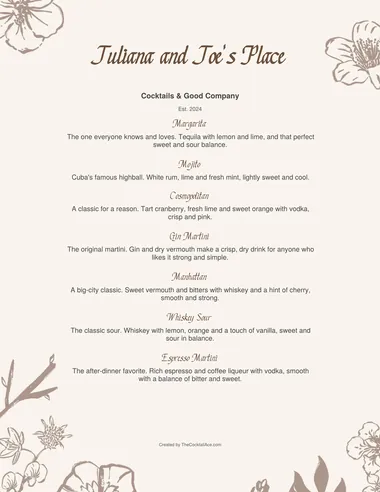 Floral menu sample