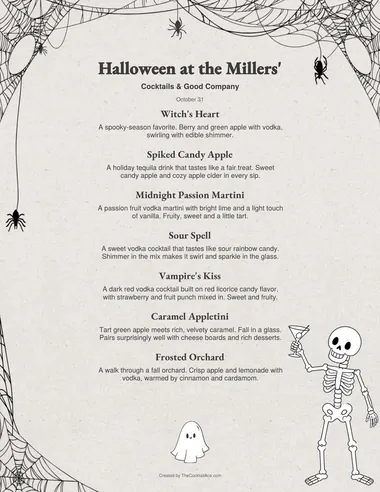 Halloween menu sample