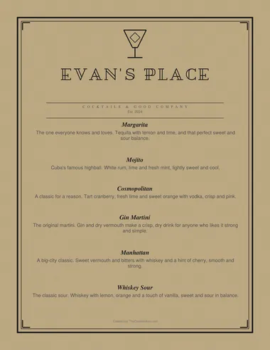 Salvatore Classic menu sample