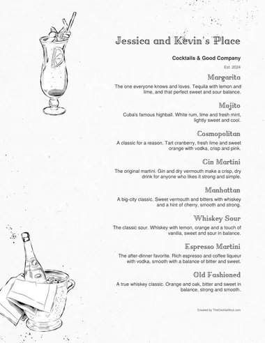 Speakeasy menu sample